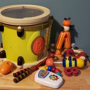 B toys drum set with Baby Einstein toy tunes